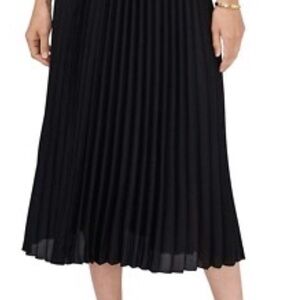 Vince Camuto Black Pleated Midi Skirt